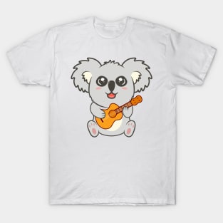 Adorable koala Playing Acoustic Guitar Cartoon T-Shirt